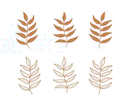 Vector hand drawn set of various silhouette branches with leaves in outline, Floral decoration branch leaf plant, Design element for cards, invitations, posters, posters, backgrounds