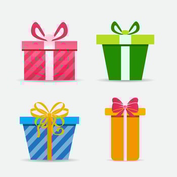 Collection of box gifts cartoon vector illustration isolated on white background. Set of box gifts cartoon collection illustration. Box gifts design vector illustration.