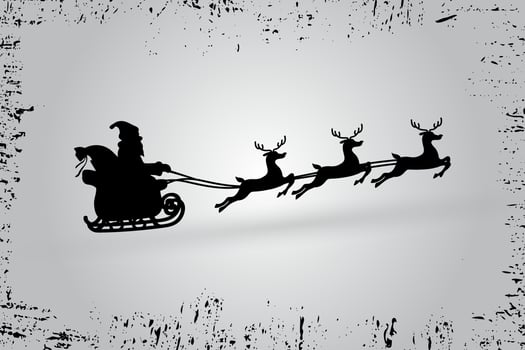 Sillhouette of santa clause and deer with grunge pattern. Sillhouette of santa claus riding deer vector. vector