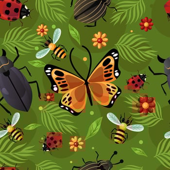 Colorful Fun Seamless Bugs Pattern vector