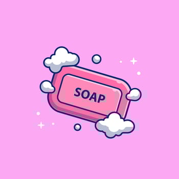 Soap Bar With Foam Cartoon Vector Icon Illustration.  Healthcare Object Icon Concept Isolated Premium Vector. Flat  Cartoon Style