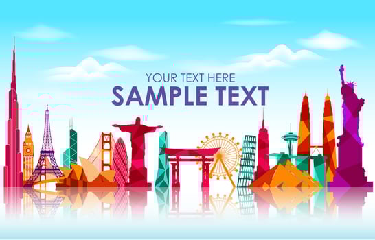 Travel and tourism on skyline background.Vector vector