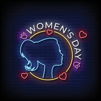Women's Day Neon Signs Style Text Vector
