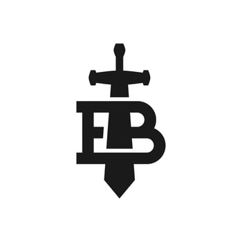 letter B with a silhouette of sword. medieval logo theme. vector