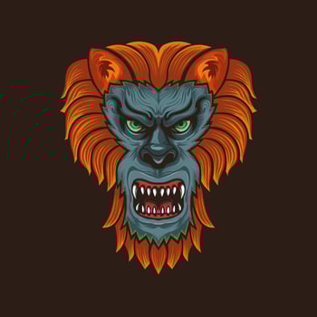 Lion head mascot illustration logo design. vector