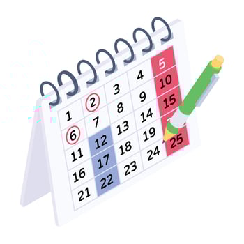 Business calendar isometric trendy vector