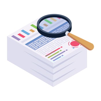 Business document isometric icon, editable vector