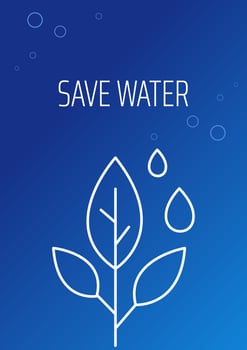 Water conservation postcard with linear glyph icon. Save planet. Greeting card with decorative vector design. Simple style poster with creative lineart illustration. Flyer with holiday wish
