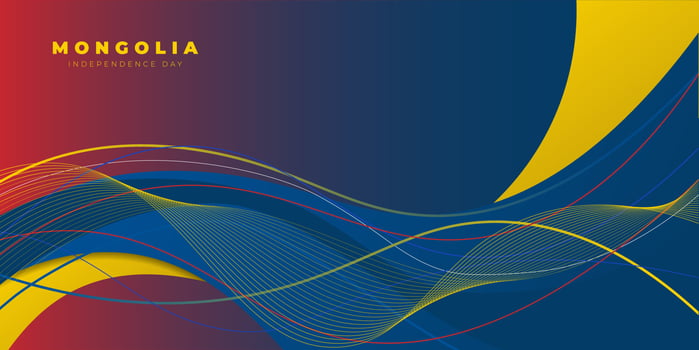 Wavy Blue, red and yellow Abstract background. Mongolia independence day template design. vector