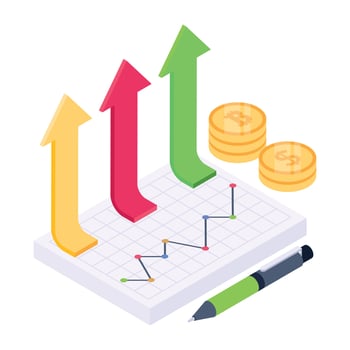 An increase profit chart isometric icon design vector
