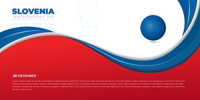 White, blue, and red abstract background with blue circle design. Slovenia Independence day template design. vector