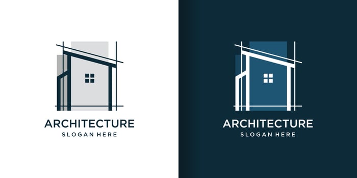 Architecture logo with line art style, building, unique, Premium Vector