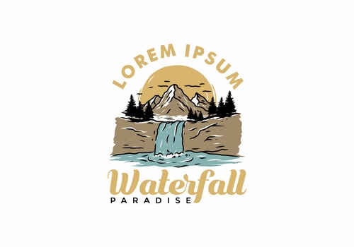 Colorful illustration drawing of waterfall vector