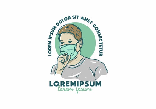 Colorful illustration of Man who is coughing wearing a medical mask vector