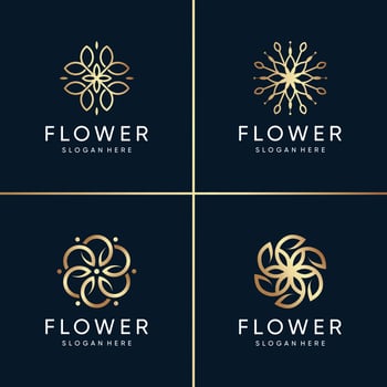 Golden beauty flower logo collection, health, spa, beauty, modern, abstract,  flower, unique Premium Vector