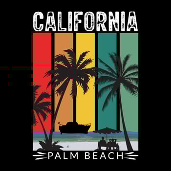 California Palm Beach Vintage T-shirt design vector