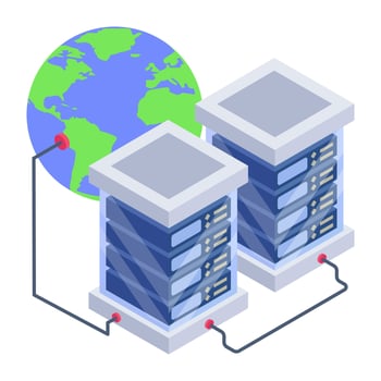 A global storage icon in isometric design vector