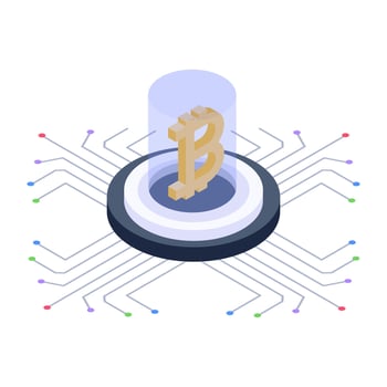 A blockchain network technology isometric icon design vector