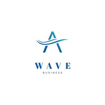 Initial letter A sea wave icon logo design inspiration vector