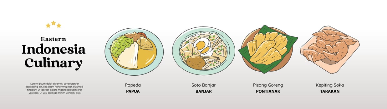 isolated papua culinary food bundle. Traditional cuisine hand drawn illustration vector. vector