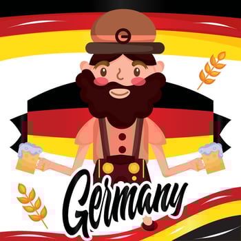 Isolated man with traditional clothes holding beers Germany concept Vector