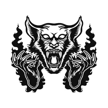Warewolf Head and Hands vector Illustration