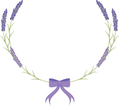 Floral Frame Lavender Flowers Tied with Purple Bow vector