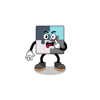 Character Illustration of jigsaw puzzle with tongue sticking out vector