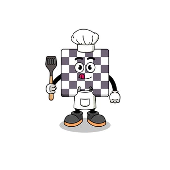 Mascot Illustration of chessboard chef vector