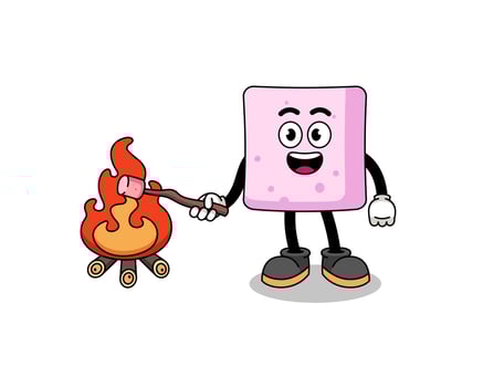 Illustration of marshmallow burning a marshmallow vector