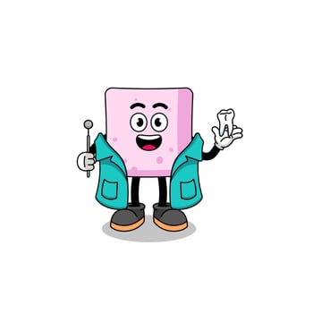 Illustration of marshmallow mascot as a dentist vector