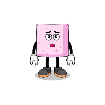 marshmallow cartoon illustration with sad face vector