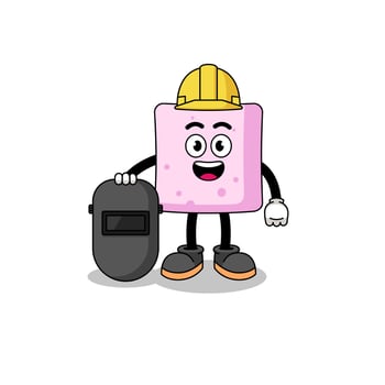Mascot of marshmallow as a welder vector