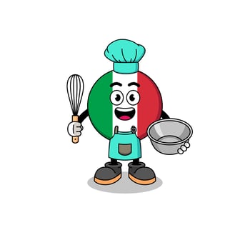 Illustration of italy flag as a bakery chef vector