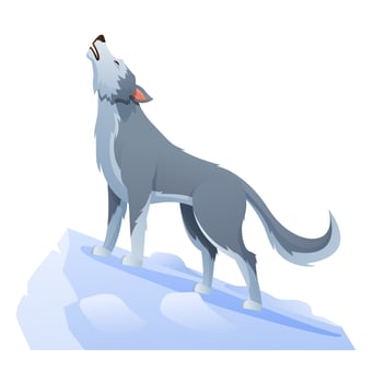 Wolf howling on the cliff cartoon illustration vector
