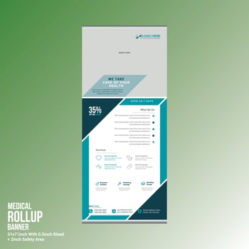 medical roll up banner design vector