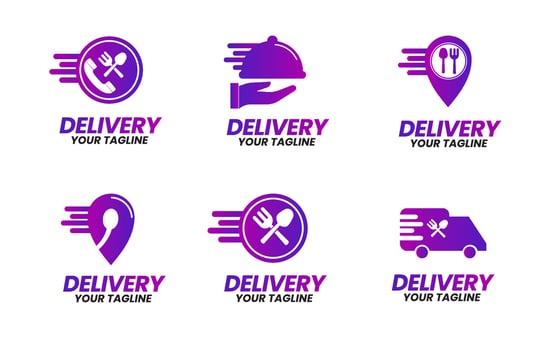 Delivery Food Set Logo Element vector