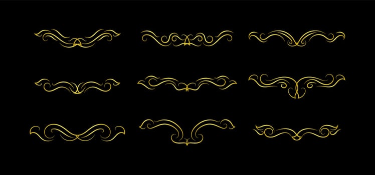 Gold Borders Elements Set Collection, ornament Vector
