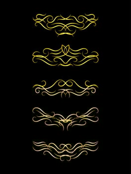 Gold Borders Elements Set Collection, ornament Vector