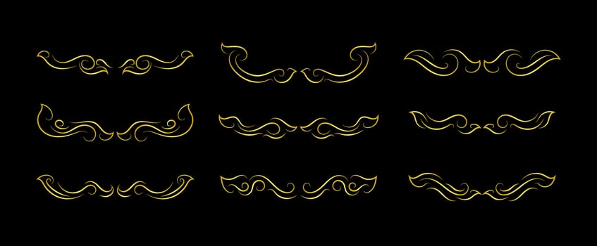 Gold Borders Elements Set Collection, ornament Vector