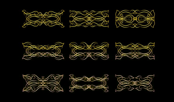Gold Borders Elements Set Collection, ornament Vector