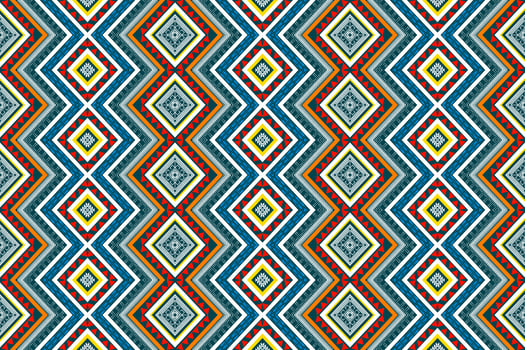 Geometric ethnic seamless pattern design. Aztec fabric carpet mandala ornament chevron textile decoration wallpaper. Tribal turkey African Indian traditional embroidery vector illustration background