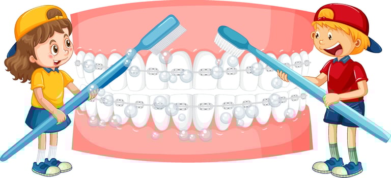 Happy kids brushing whiten teeth with a toothbrush on white background vector
