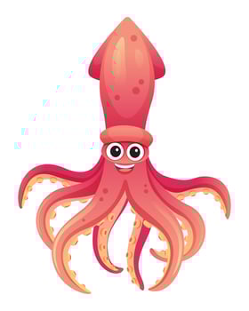 Cute squid cartoon illustration isolated on white background vector