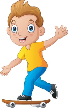 Happy boy playing skateboard illustration vector