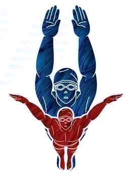 Silhouette Swimmer Action People Swimming vector