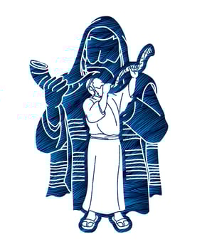 Silhouette Jewish Blowing The Shofar Horn vector
