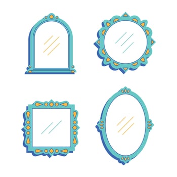 Set of various decorative Frames or borders with shadows. Different shapes. Photo or mirror frames. vector