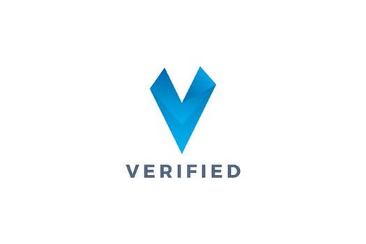 Letter V 3d blue color diamond shape technological verified logo vector