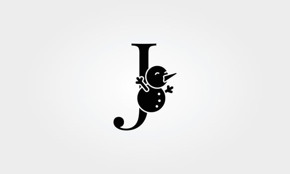 alphabet snow man letter j vector